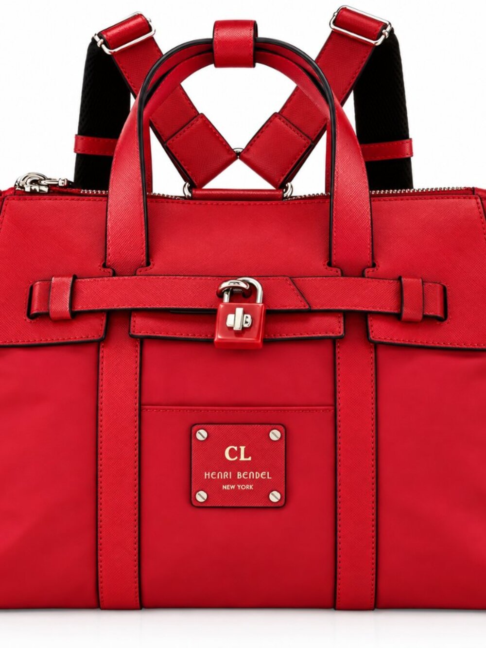 100% Authentic Henri Bendel Jetsetter Red Leather Backpack